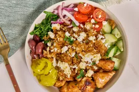 Taste the Mediterranean in Every Bite! Crispy Rice Chicken Bowl
