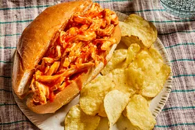 Football Day Favorite! Slow Cooker Buffalo Chicken Sandwiches
